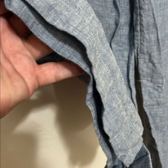 Athleta Retreat Linen Wide Leg Pants Blue Linen Pockets Boho Minimalist Coastal - Picture 4 of 16